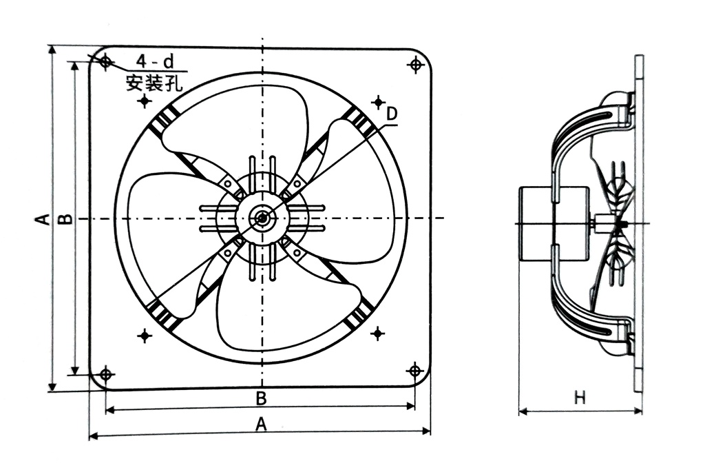 Black Square Smoke Ventilation Exhaust Fan FAD(S)